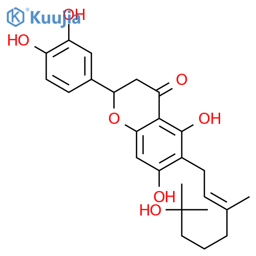 3',4',5,7-tetrahydroxy-6-[7-hydroxy-3,7-dimethyl-2(E)-octenyl]flavanone structure