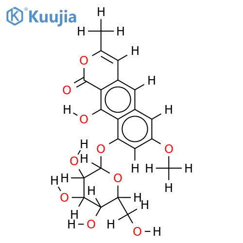 10-hydroxy-7-methoxy-3-methyl-1H-naphtho[2,3c]pyran-1-one-9-O-beta-D-glucopyranoside structure