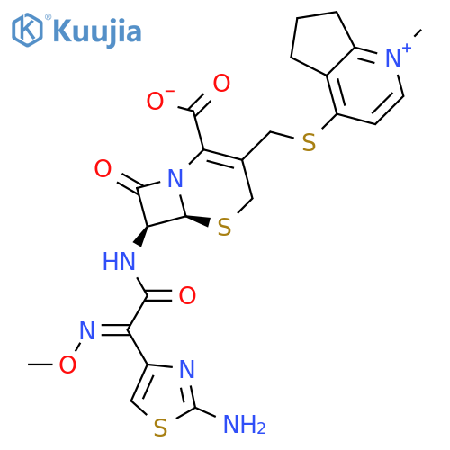 5H-Cyclopenta[b]pyridinium,4-[[[7-[[(2-amino-4-thiazolyl)(methoxyimino)acetyl]amino]-2-carboxy-8-oxo-5-thia-1-azabicyclo[4.2.0]oct-2-en-3-yl]methyl]thio]-6,7-dihydro-1-methyl-,inner salt, [6R-[6a,7b(Z)]]- (9CI) structure