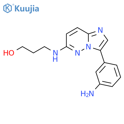 3-{[3-(3-aminophenyl)imidazo[1,2-b]pyridazin-6-yl]amino}propan-1-ol structure