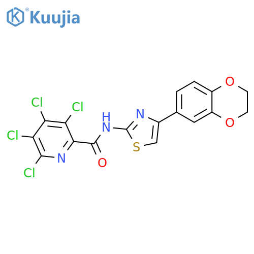3,4,5,6-Tetrachloro-N-[4-(2,3-dihydro-1,4-benzodioxin-6-yl)-2-thiazolyl]-2-pyridinecarboxamide structure