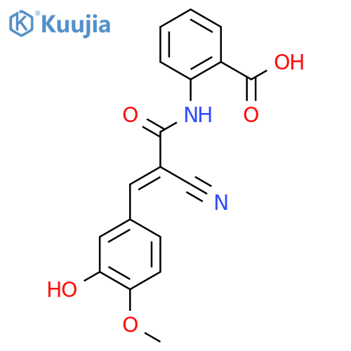 2-[2-Cyano-3-(3-hydroxy-4-methoxyphenyl)prop-2-enamido]benzoic acid structure