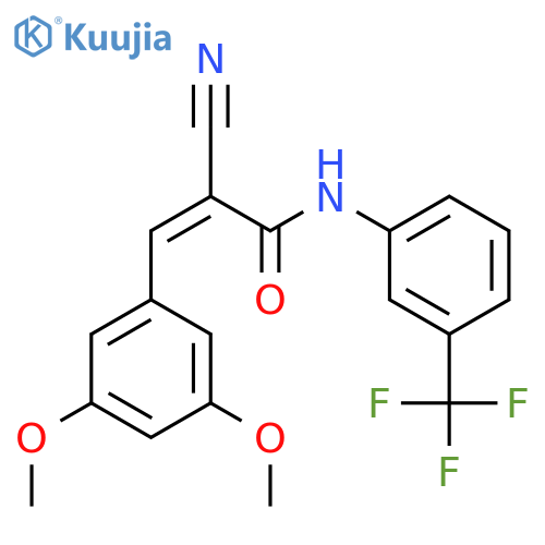 (Z)-2-cyano-3-(3,5-dimethoxyphenyl)-N-[3-(trifluoromethyl)phenyl]prop-2-enamide structure