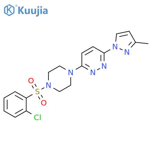 3-[4-(2-chlorobenzenesulfonyl)piperazin-1-yl]-6-(3-methyl-1H-pyrazol-1-yl)pyridazine structure