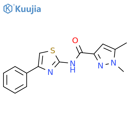 1,5-dimethyl-N-(4-phenyl-1,3-thiazol-2-yl)-1H-pyrazole-3-carboxamide structure