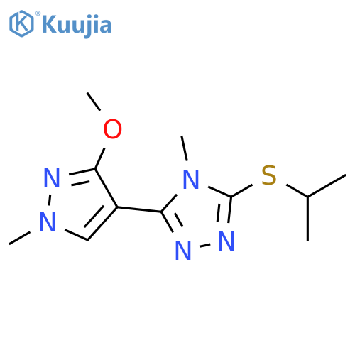 3-(3-methoxy-1-methyl-1H-pyrazol-4-yl)-4-methyl-5-(propan-2-ylsulfanyl)-4H-1,2,4-triazole structure