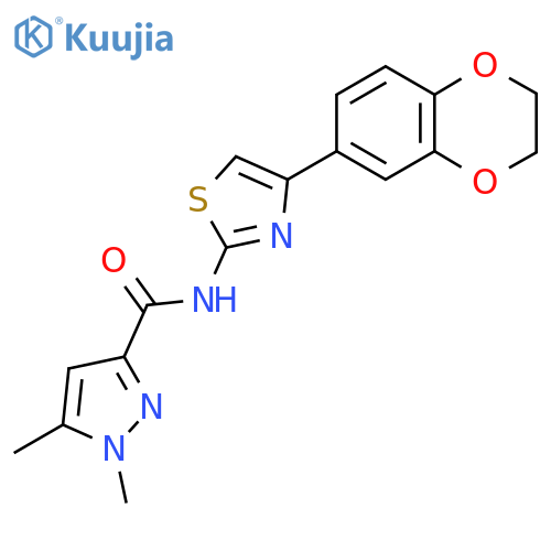 N-[4-(2,3-dihydro-1,4-benzodioxin-6-yl)-1,3-thiazol-2-yl]-1,5-dimethyl-1H-pyrazole-3-carboxamide structure