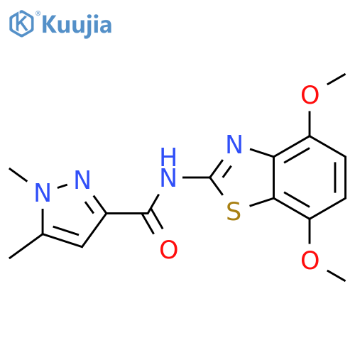N-(4,7-dimethoxy-1,3-benzothiazol-2-yl)-1,5-dimethyl-1H-pyrazole-3-carboxamide structure
