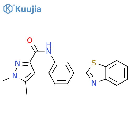 N-[3-(1,3-benzothiazol-2-yl)phenyl]-1,5-dimethyl-1H-pyrazole-3-carboxamide structure