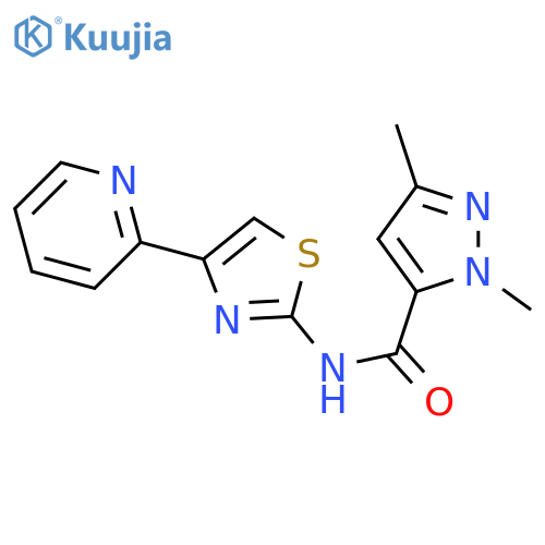 1,3-dimethyl-N-[4-(pyridin-2-yl)-1,3-thiazol-2-yl]-1H-pyrazole-5-carboxamide structure