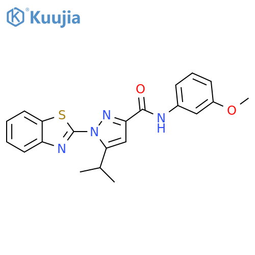 1-(1,3-benzothiazol-2-yl)-N-(3-methoxyphenyl)-5-(propan-2-yl)-1H-pyrazole-3-carboxamide structure