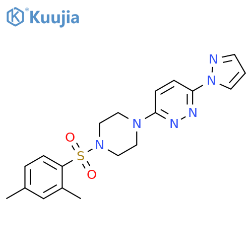 3-[4-(2,4-dimethylbenzenesulfonyl)piperazin-1-yl]-6-(1H-pyrazol-1-yl)pyridazine structure