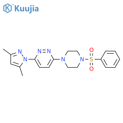 3-[4-(benzenesulfonyl)piperazin-1-yl]-6-(3,5-dimethyl-1H-pyrazol-1-yl)pyridazine structure