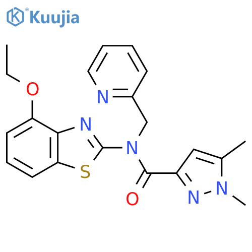 N-(4-ethoxy-1,3-benzothiazol-2-yl)-1,5-dimethyl-N-[(pyridin-2-yl)methyl]-1H-pyrazole-3-carboxamide structure