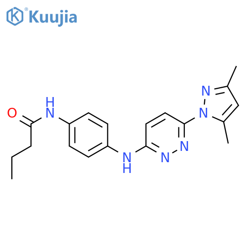 N-(4-{[6-(3,5-dimethyl-1H-pyrazol-1-yl)pyridazin-3-yl]amino}phenyl)butanamide structure