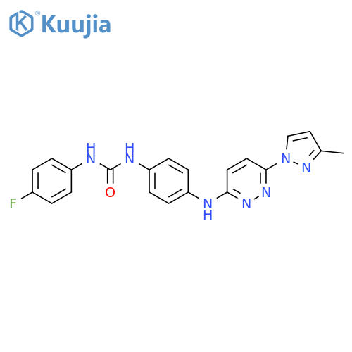 1-(4-fluorophenyl)-3-(4-{[6-(3-methyl-1H-pyrazol-1-yl)pyridazin-3-yl]amino}phenyl)urea structure