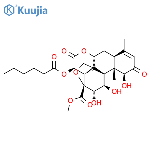 Picras-3-en-21-oicacid, 13,20-epoxy-1,11,12-trihydroxy-2,16-dioxo-15-[(1-oxohexyl)oxy]-, methylester, (1b,11b,12a,15b)- structure