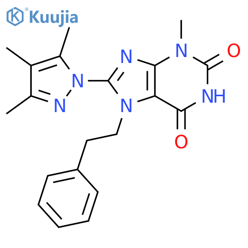 3-Methyl-7-phenethyl-8-(3,4,5-trimethyl-pyrazol-1-yl)-3,7-dihydro-purine-2,6-dione structure