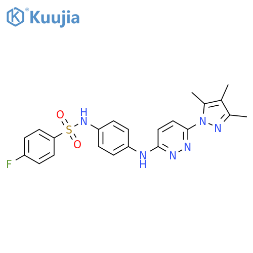4-fluoro-N-(4-{[6-(3,4,5-trimethyl-1H-pyrazol-1-yl)pyridazin-3-yl]amino}phenyl)benzene-1-sulfonamide structure
