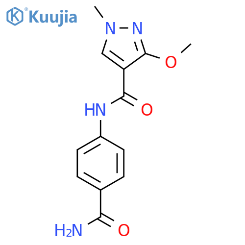 N-(4-carbamoylphenyl)-3-methoxy-1-methyl-1H-pyrazole-4-carboxamide structure