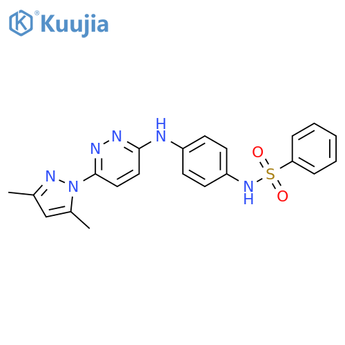 N-(4-{[6-(3,5-dimethyl-1H-pyrazol-1-yl)pyridazin-3-yl]amino}phenyl)benzenesulfonamide structure