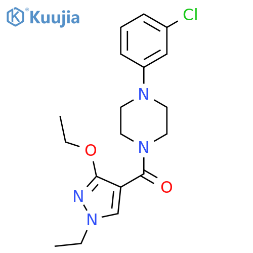 1-(3-chlorophenyl)-4-(3-ethoxy-1-ethyl-1H-pyrazole-4-carbonyl)piperazine structure