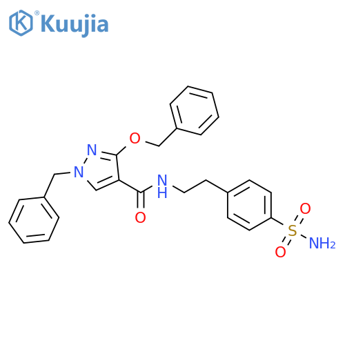 1-benzyl-3-(benzyloxy)-N-[2-(4-sulfamoylphenyl)ethyl]-1H-pyrazole-4-carboxamide structure