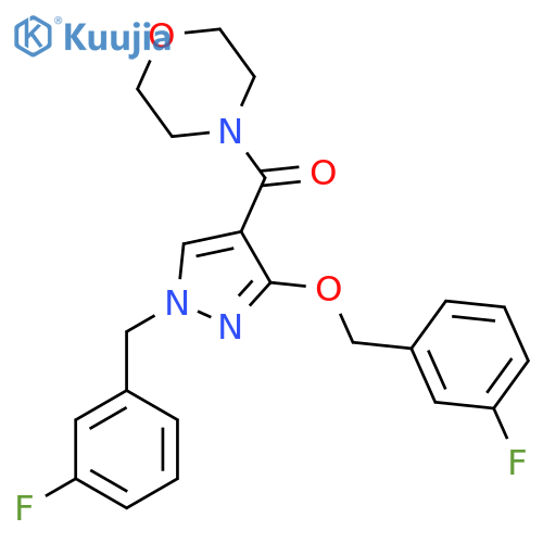 4-{3-[(3-fluorophenyl)methoxy]-1-[(3-fluorophenyl)methyl]-1H-pyrazole-4-carbonyl}morpholine structure