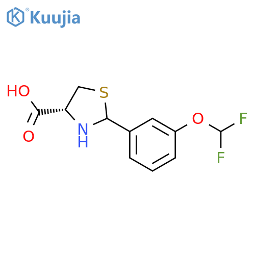 (4R)-2-3-(difluoromethoxy)phenyl-1,3-thiazolidine-4-carboxylic acid structure