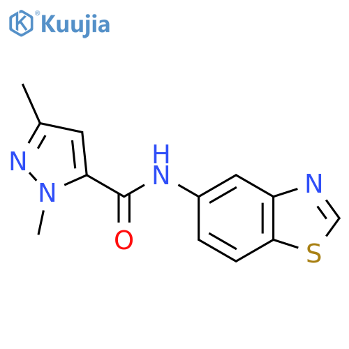 N-(1,3-benzothiazol-5-yl)-1,3-dimethyl-1H-pyrazole-5-carboxamide structure