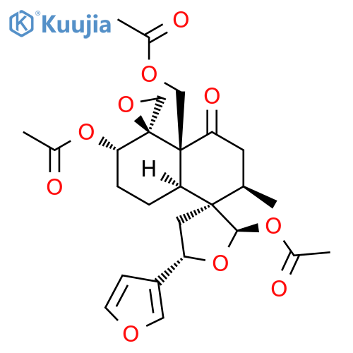 Dispiro[furan-3(2H),1'(5'H)-naphthalene-5',2''-oxiran]-4'(4'aH)-one,2,6'-bis(acetyloxy)-4'a-[(acetyloxy)methyl]-5-(3-furanyl)octahydro-2'-methyl-,(1'R,2R,2'R,2''R,4'aS,5S,6'S,8'aR)- (9CI) structure