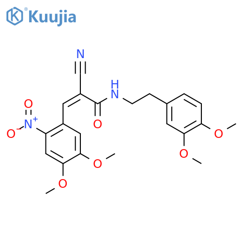 (Z)-2-Cyano-3-(4,5-dimethoxy-2-nitrophenyl)-N-[2-(3,4-dimethoxyphenyl)ethyl]prop-2-enamide structure