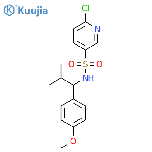 6-chloro-N-[1-(4-methoxyphenyl)-2-methylpropyl]pyridine-3-sulfonamide structure
