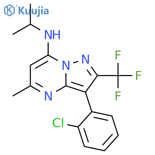 3-(2-chlorophenyl)-5-methyl-N-(propan-2-yl)-2-(trifluoromethyl)pyrazolo[1,5-a]pyrimidin-7-amine structure