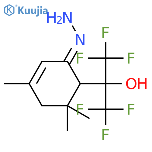 2-Cyclohexen-1-one,3,5,5-trimethyl-6-[2,2,2-trifluoro-1-hydroxy-1-(trifluoromethyl)ethyl]-,hydrazone structure