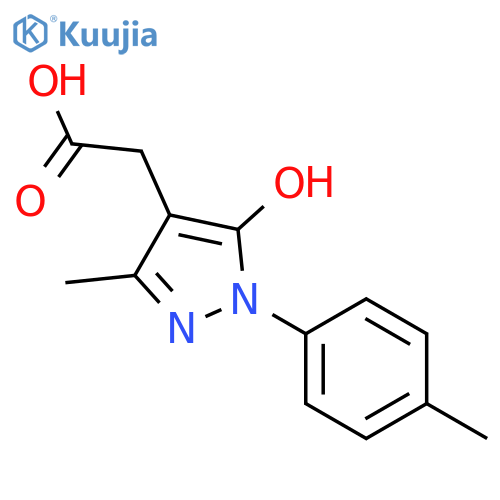 2-5-hydroxy-3-methyl-1-(4-methylphenyl)-1H-pyrazol-4-ylacetic acid structure