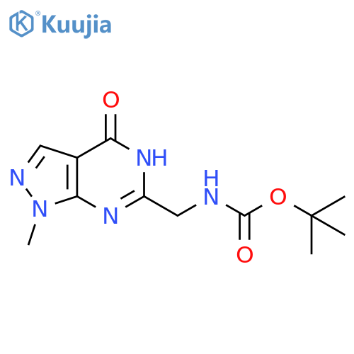 tert-butyl N-({1-methyl-4-oxo-1H,4H,5H-pyrazolo[3,4-d]pyrimidin-6-yl}methyl)carbamate structure