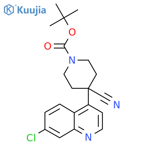 Tert-butyl 4-(7-chloroquinolin-4-YL)-4-cyanopiperidine-1-carboxylate structure