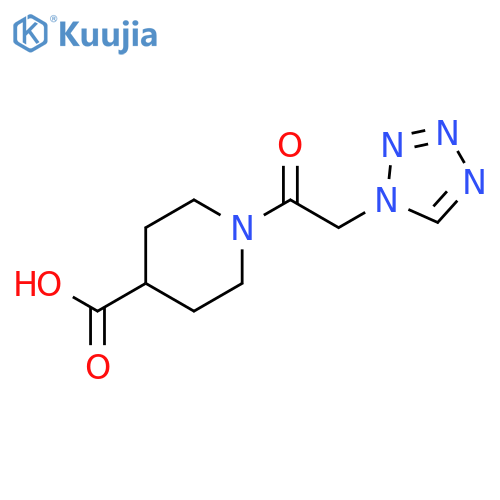 1-[2-(1H-1,2,3,4-tetrazol-1-yl)acetyl]piperidine-4-carboxylic acid structure