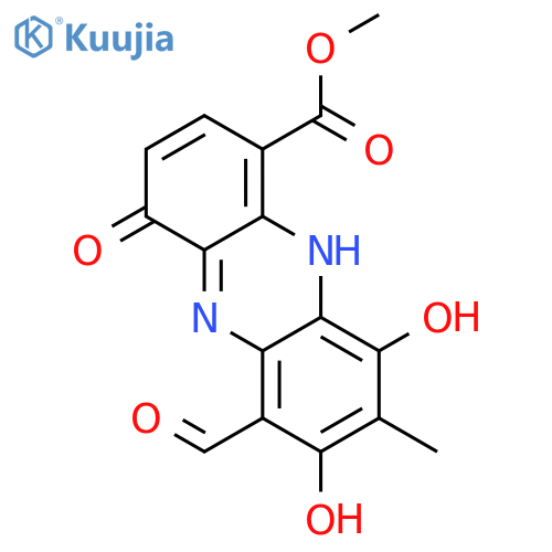 1-Phenazinecarboxylicacid, 6-formyl-4,7,9-trihydroxy-8-methyl-, methyl ester structure