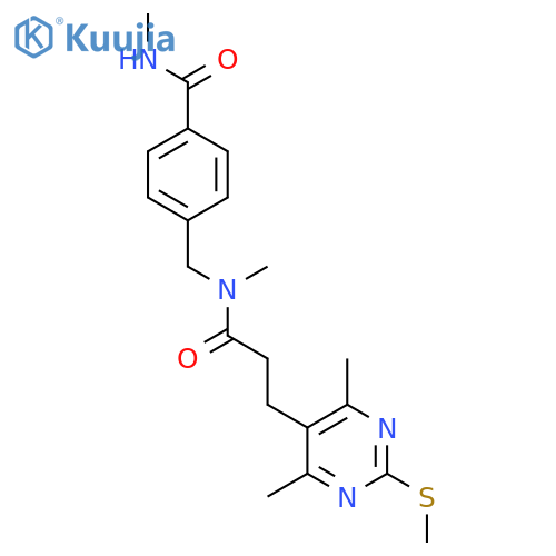 4-({3-[4,6-dimethyl-2-(methylsulfanyl)pyrimidin-5-yl]-N-methylpropanamido}methyl)-N-methylbenzamide structure
