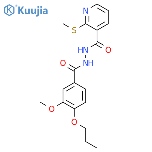 N'-(3-methoxy-4-propoxybenzoyl)-2-(methylsulfanyl)pyridine-3-carbohydrazide structure