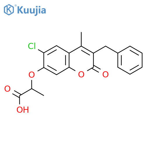 2-(3-Benzyl-6-chloro-4-methyl-2-oxo-2H-chromen-7-yl)oxypropanoic acid structure