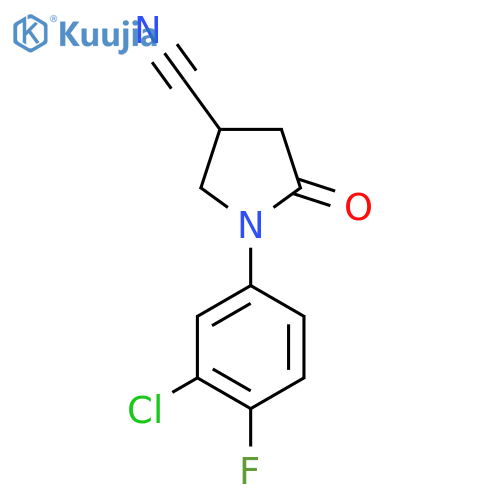 1-(3-Chloro-4-fluorophenyl)-5-oxopyrrolidine-3-carbonitrile structure