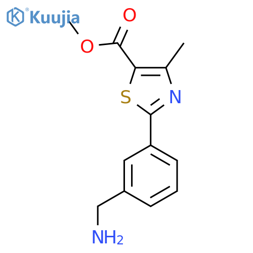 methyl 2-3-(aminomethyl)phenyl-4-methyl-1,3-thiazole-5-carboxylate structure
