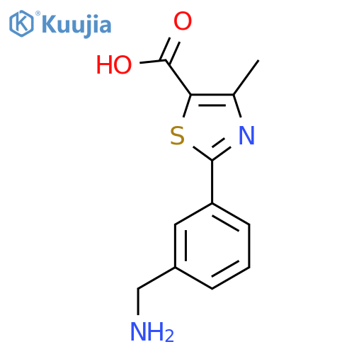 2-3-(aminomethyl)phenyl-4-methyl-1,3-thiazole-5-carboxylic acid structure