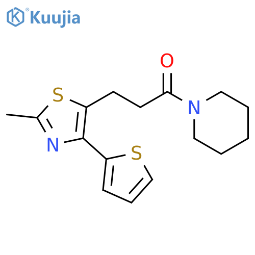 3-[2-methyl-4-(thiophen-2-yl)-1,3-thiazol-5-yl]-1-(piperidin-1-yl)propan-1-one structure