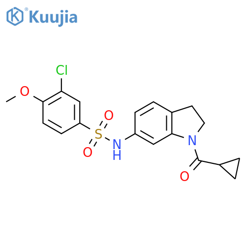 3-chloro-N-(1-cyclopropanecarbonyl-2,3-dihydro-1H-indol-6-yl)-4-methoxybenzene-1-sulfonamide structure