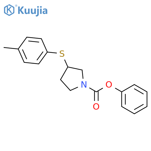 1-Pyrrolidinecarboxylic acid, 3-[(4-methylphenyl)thio]-, phenyl ester structure