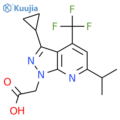 [3-cyclopropyl-6-(propan-2-yl)-4-(trifluoromethyl)-1H-pyrazolo[3,4-b]pyridi n-1-yl]acetic acid structure